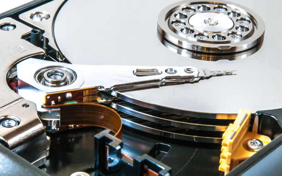Hard drive storage close-up