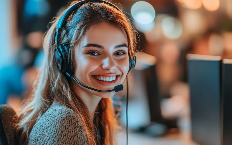 Support specialist with headset